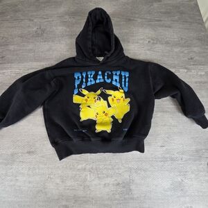 Zara Pikachu Pokémon Hoodie Kids Size 8-9 Black Graphic Sweatshirt